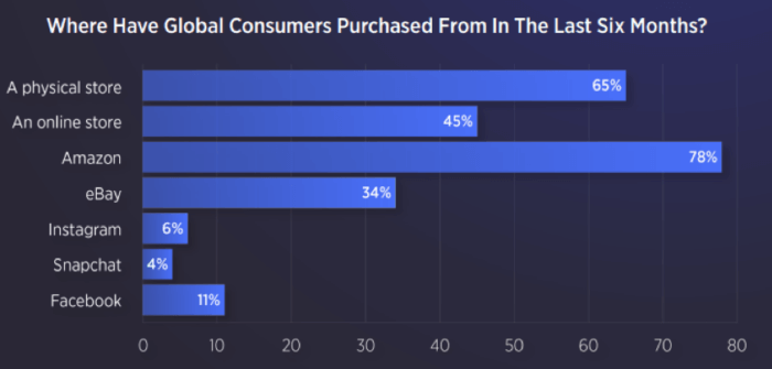 Where have global consumers purchased from in the last 6 months