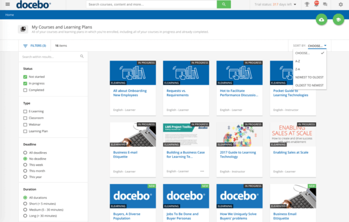 Courses and learning plans on docebo