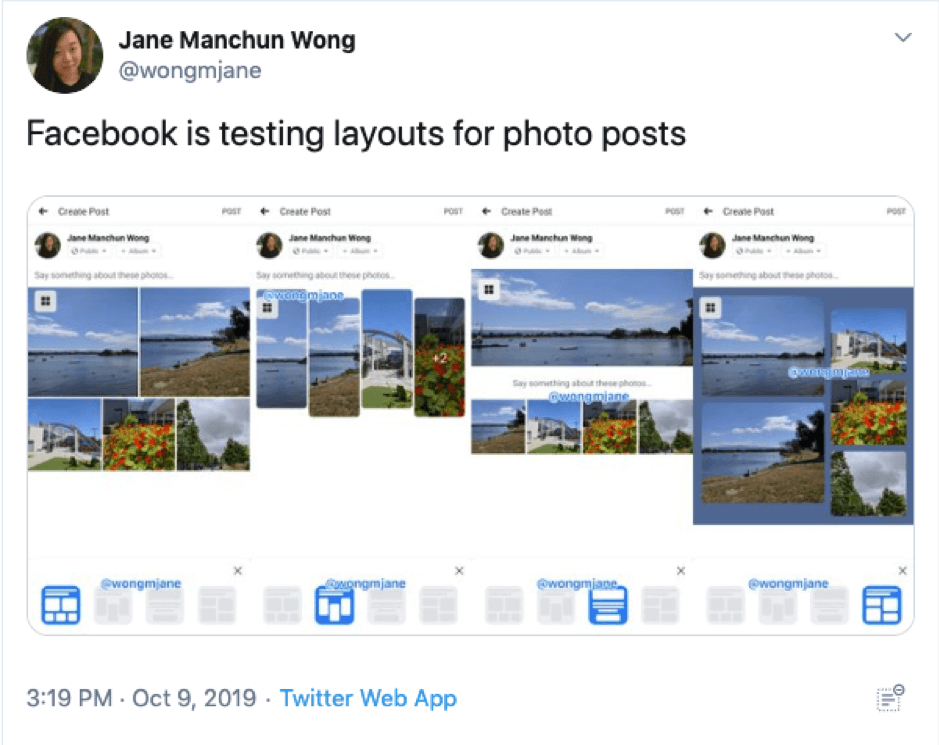 Facebook layout test Tweet