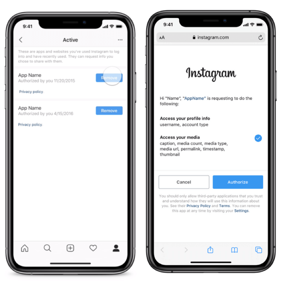 Instagram third-party authorization changes