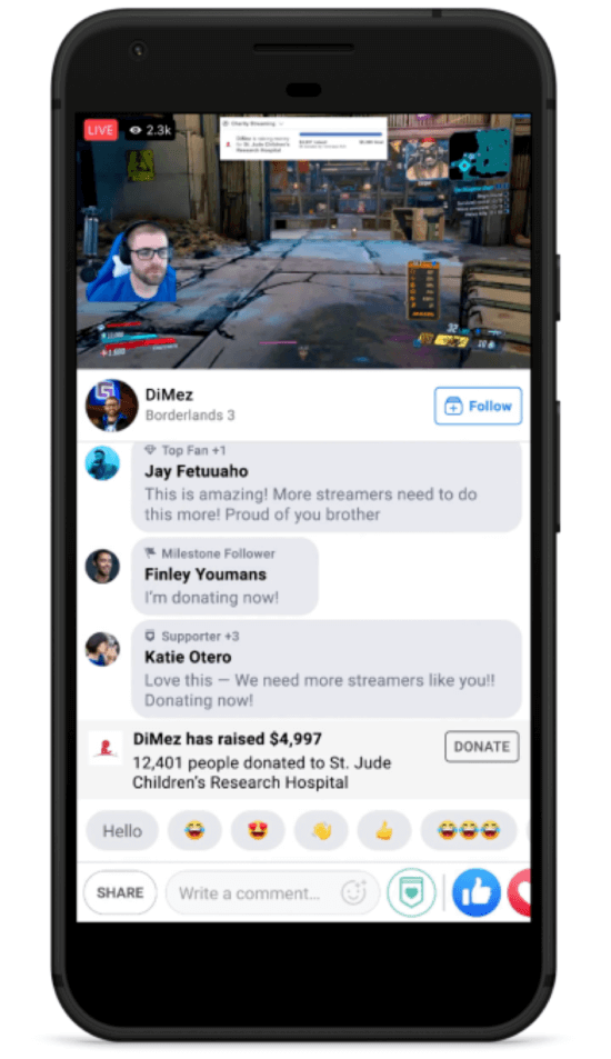 Facebook livestreaming fundraising