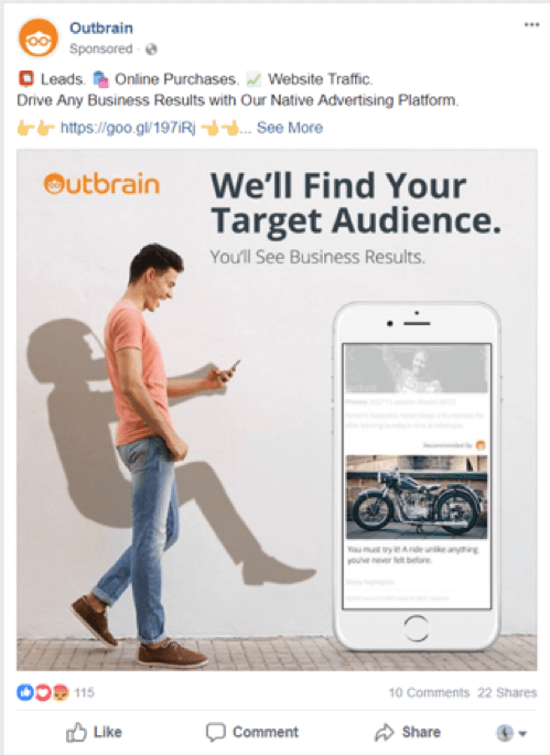 Outbrain Facebook ad