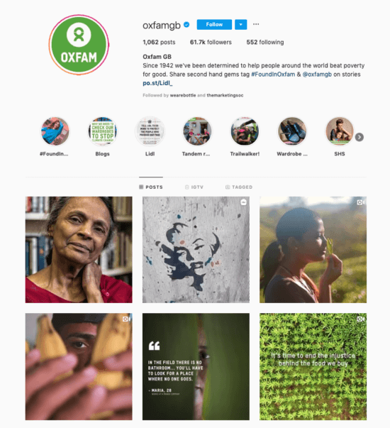 Oxfam Instagram