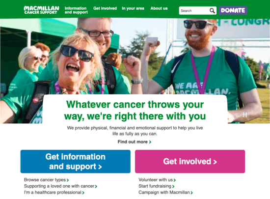 Macmillan Cancer Support homepage