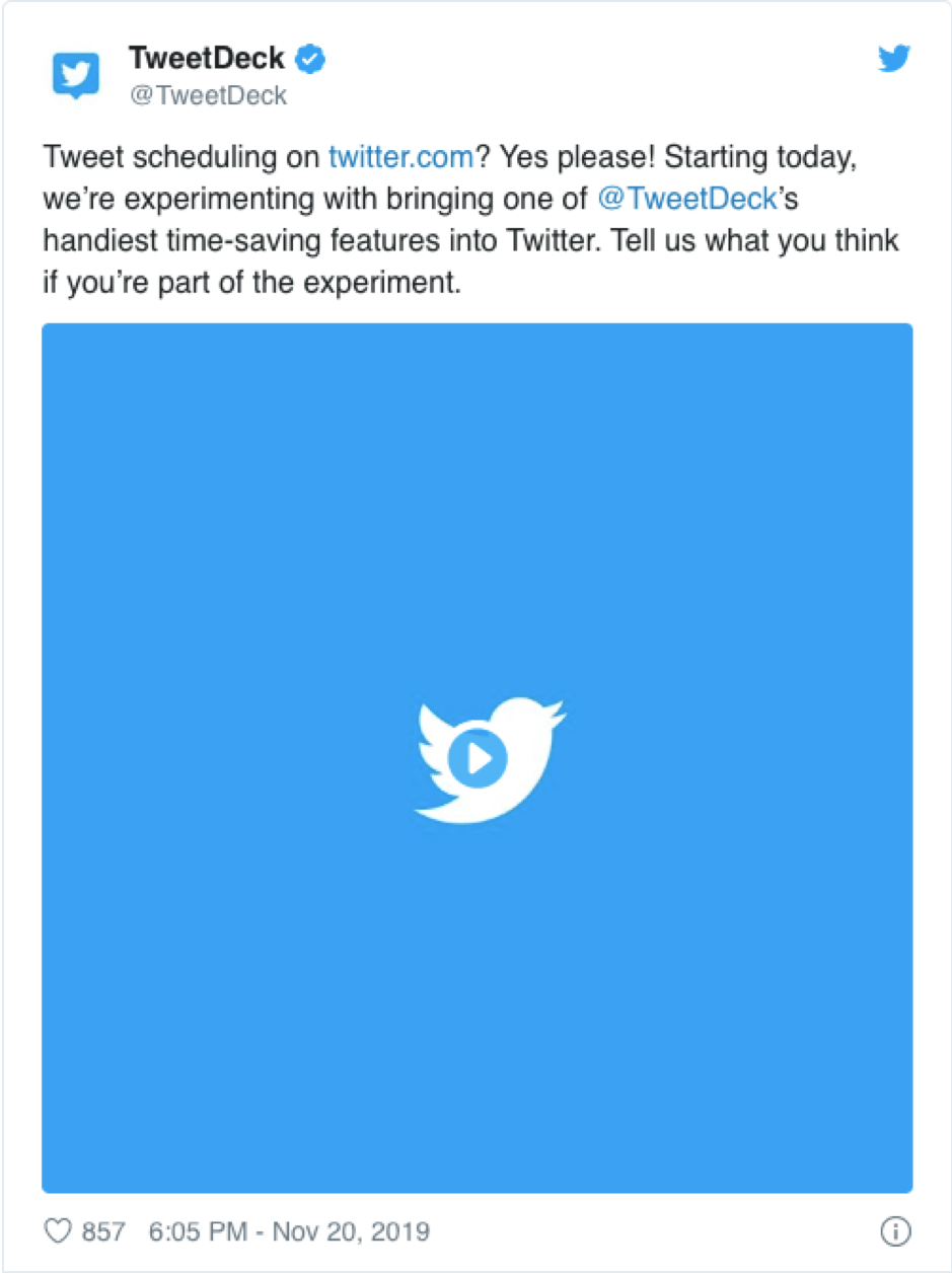 Twitter tweet scheduling announcement