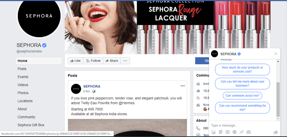 Sephora Facebook Messenger