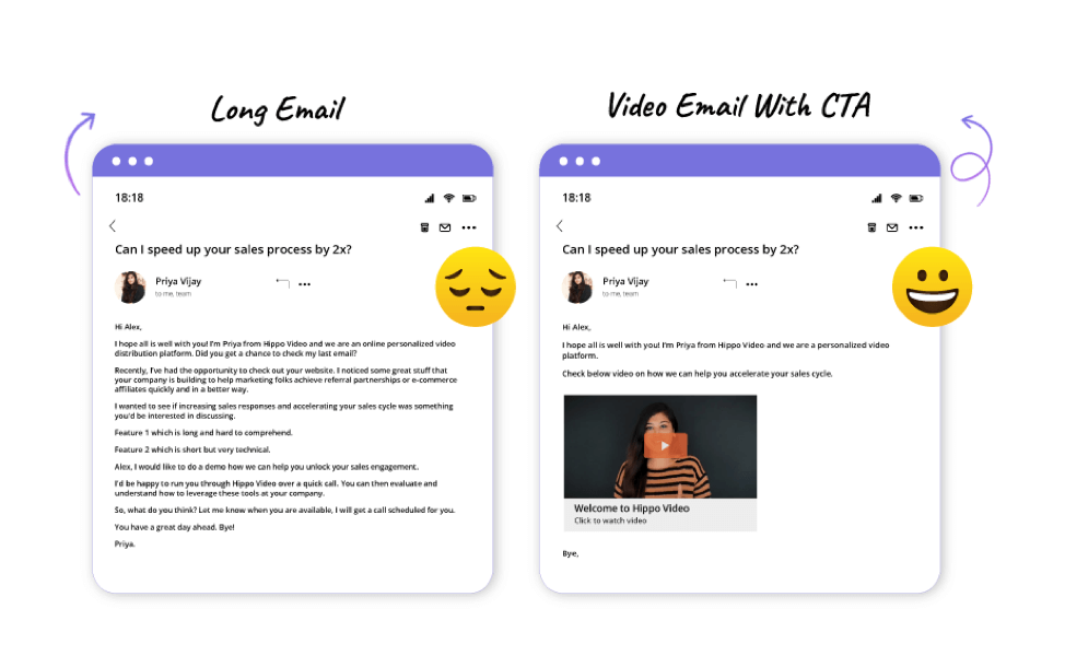 Text email versus video email