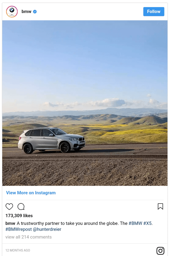 BMW Instagram post