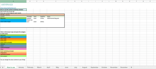 Marketing calendar for digital strategy