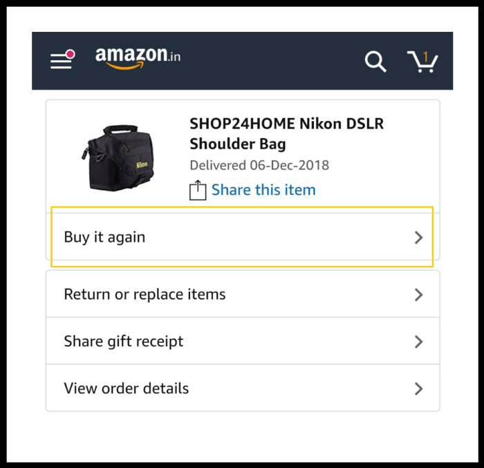 Amazon 'buy it again' feature