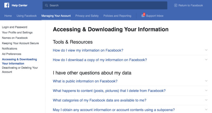 Facebook data privacy