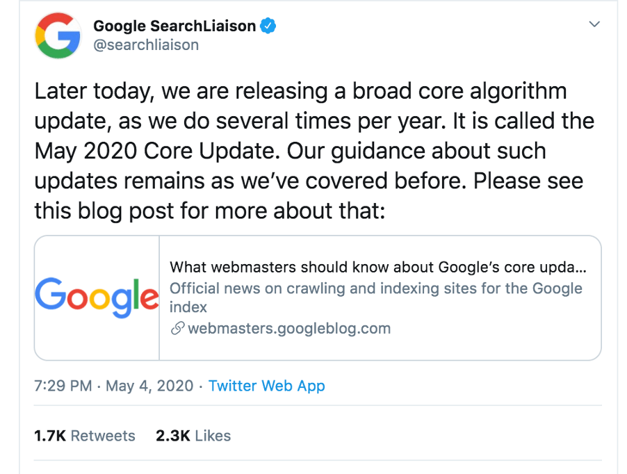 Google Update Message