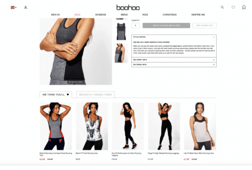 E-commerce clothing recommendations personalization