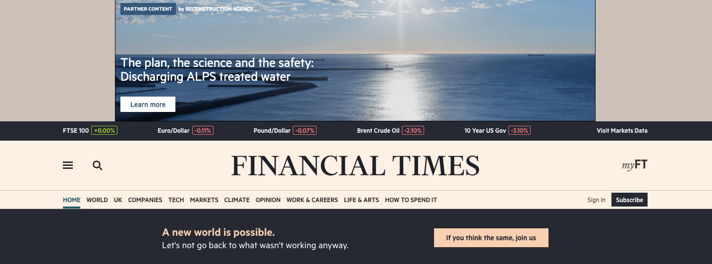 Financial times banner ad